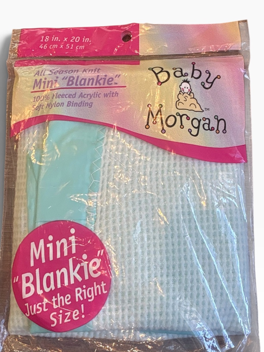 Baby Morgan Mini "Blankie" Vintage 18x20” Aqua Thermal Waffle Knit USA